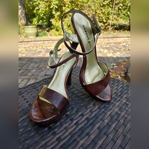 Madden Girl Tortoise Shell Brown Strappy Heels Size 8 Vguc